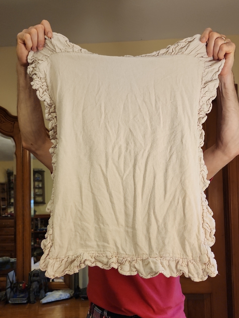 Simply Shabby Chic Ruffled Pillowcase Sham Cream Standard Size